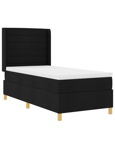 Letto a molle con materasso Nero 90 x 190 cm Tessuto