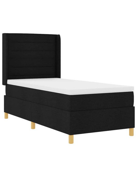 Letto a molle con materasso Nero 90 x 190 cm Tessuto