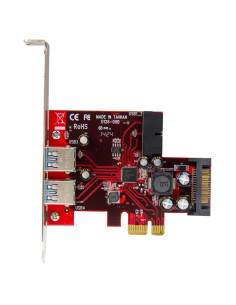 StarTech.com Scheda Espansione PCI Express USB 3.0 a 4 porte - 2 interne, 2 esterne - Adattatore PCIe alimentato SATA 2