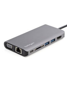StarTech.com Adattatore multiporta USB C - Mini dock da viaggio USB-C con HDMI 4K o VGA 1080p - Hub USB 3.0 3x, SD, GbE, audio,  2