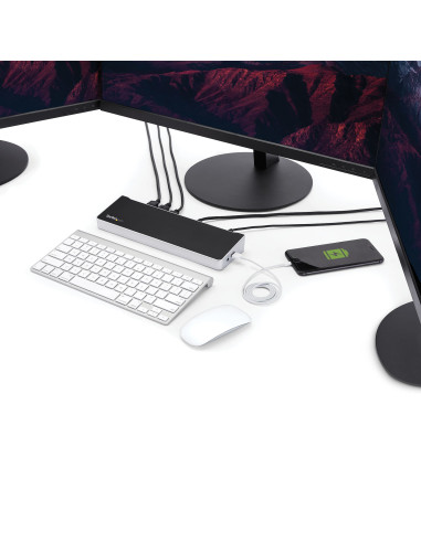 StarTech.com Docking Station USB-C per triplo monitor UHD 4K, Mac e Windows, Dock USB C a HDMI e DisplayPort, Hub a 5 porte USB 