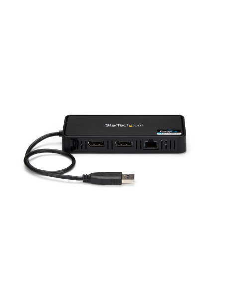 StarTech.com USB 3.0 Mini Dock - Dual Monitor USB-A Docking Station con DisplayPort 4K 60Hz e Gigabit Ethernet - Cavo di 30 cm -