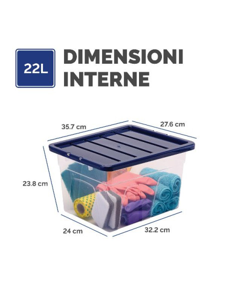 CONTENITORE PLASTICA COPERCHIO 22L