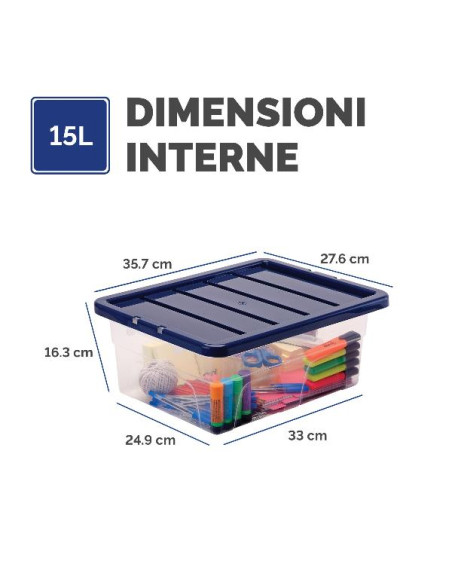 CONTENITORE PLASTICA COPERCHIO 15L