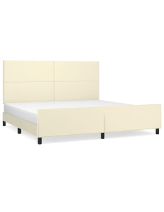 Giroletto con Testiera Crema 200x200 cm in Similpelle 2