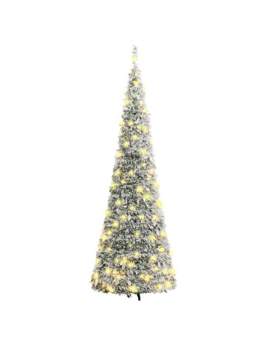 Albero di Natale Artificiale Pop-up Neve Fioccata 50 LED 120 cm