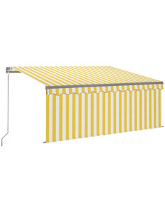 Tenda Sole Retrattile Manuale con Parasole 3x2,5m Gialla Bianca 2
