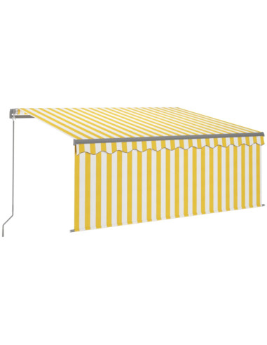 Tenda Sole Retrattile Manuale con Parasole 3x2,5m Gialla Bianca