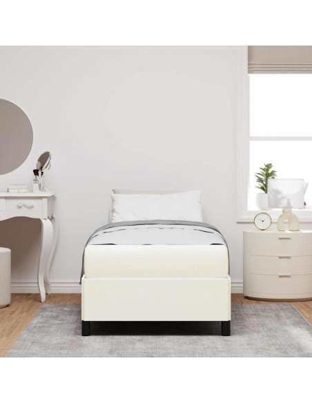 Struttura del letto con materasso Crema 90 x 190 cm Tessuto