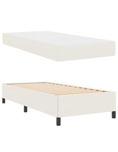 Struttura del letto con materasso Crema 90 x 190 cm Tessuto
