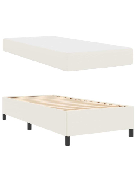 Struttura del letto con materasso Crema 90 x 190 cm Tessuto