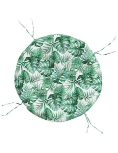 Cuscino Rotondo Motivo a Foglie Ø 100x11 cm in Tessuto Oxford 2
