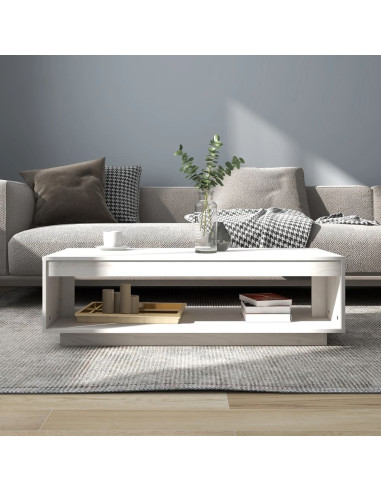 Tavolino da Salotto Bianco 110x50x33,5 cm in Legno di Pino