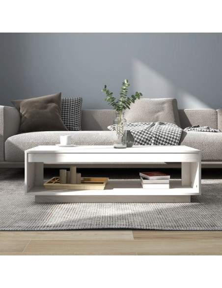 Tavolino da Salotto Bianco 110x50x33,5 cm in Legno di Pino