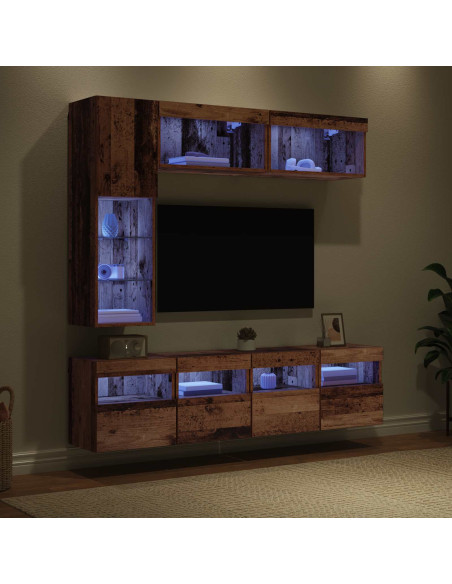 Mobile TV con led 7 pcs Legno vecchio Legno multistrato