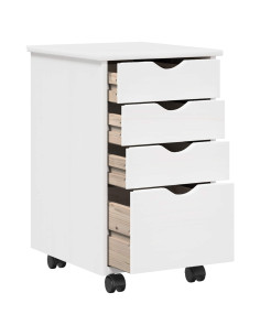 Mobile con Ruote Bianco 34 x 39 x 56 cm Legno di Pino Massello 2