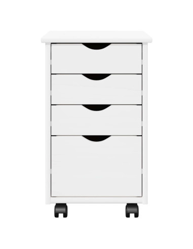 Mobile con Ruote Bianco 34 x 39 x 56 cm Legno di Pino Massello