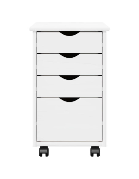 Mobile con Ruote Bianco 34 x 39 x 56 cm Legno di Pino Massello