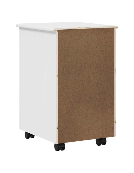 Mobile con Ruote Bianco 34 x 39 x 56 cm Legno di Pino Massello
