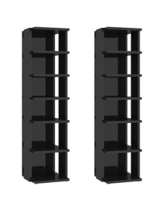Scarpiere 2 pz Nero Lucido 27,5x27x102 cm 2