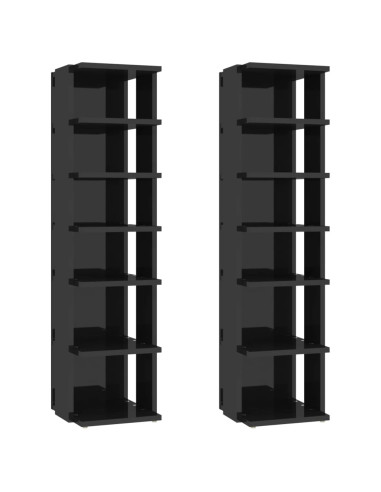 Scarpiere 2 pz Nero Lucido 27,5x27x102 cm