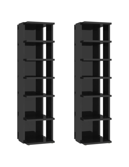 Scarpiere 2 pz Nero Lucido 27,5x27x102 cm