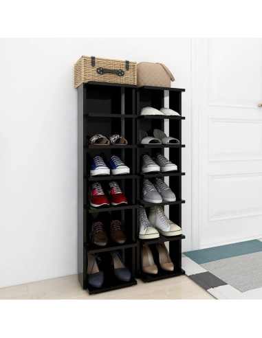 Scarpiere 2 pz Nero Lucido 27,5x27x102 cm