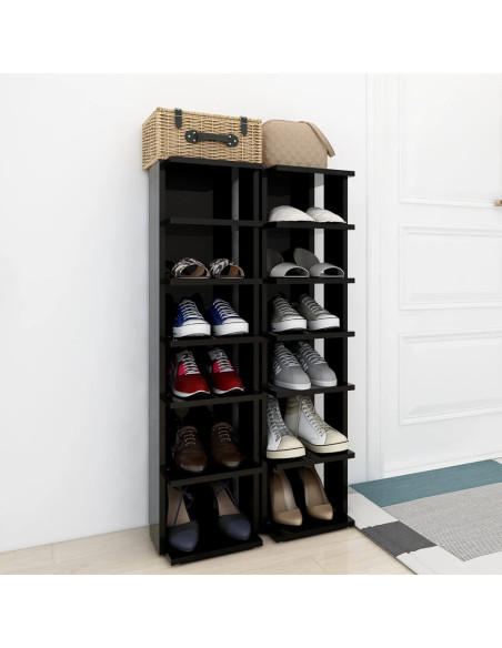 Scarpiere 2 pz Nero Lucido 27,5x27x102 cm
