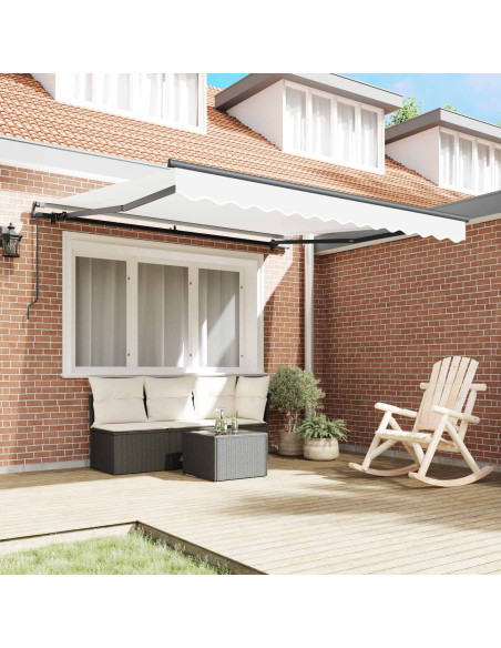 Tenda Retrattile Bianco 350 x 250 cm Poliestere e Acciaio