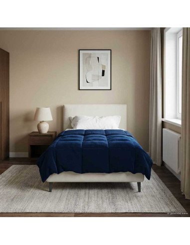 Duvet Estivo Trapuntato Blu Scuro 135 x 220 cm Microfibra