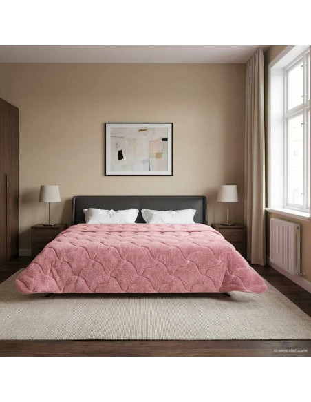 Duvet Invernale Rosa 220 x 240 cm Microfibra e Fleece Teddy