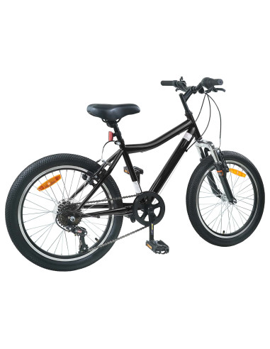 Bicicletta per Bambini 24 Pollici 6-Speed per 8-12 anni Nero