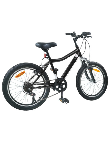 Bicicletta per Bambini 24 Pollici 6-Speed per 8-12 anni Nero