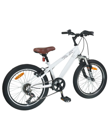 Kids Mountain Bike 20 Pollici 6-Speed per 5-8 anni Bianco