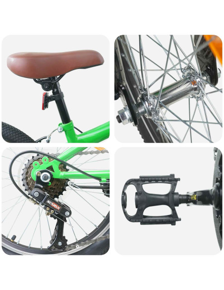Kids Mountain Bike 20 Pollici 6-Speed per 5-8 anni Verde