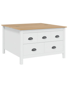 Tavolino da salotto Bianco e marrone miele 79,5 x 79,5 x 49 cm 2