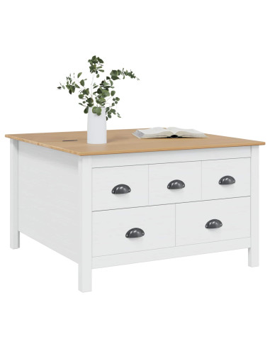 Tavolino da salotto Bianco e marrone miele 79,5 x 79,5 x 49 cm