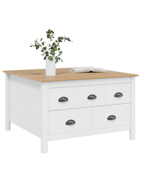 Tavolino da salotto Bianco e marrone miele 79,5 x 79,5 x 49 cm