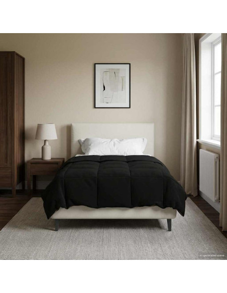 Duvet Estivo Trapuntato Nero 140 x 200 cm Microfibra