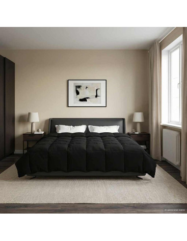 Duvet Estivo Trapuntato Nero 220 x 240 cm Microfibra