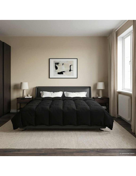 Duvet Estivo Trapuntato Nero 220 x 240 cm Microfibra