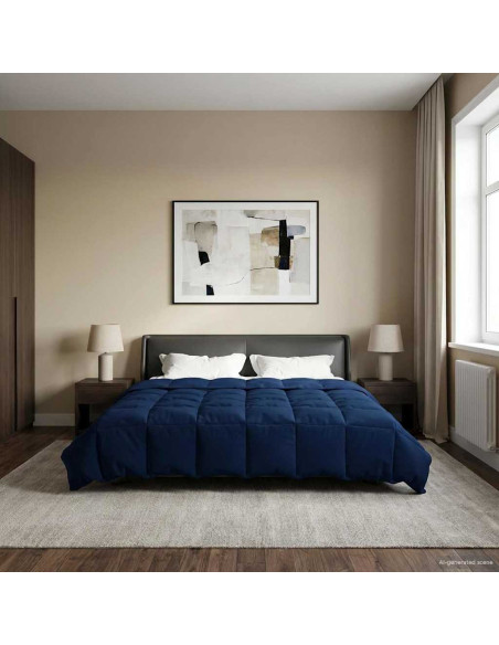 Duvet Estivo Trapuntato Blu Scuro 220 x 240 cm Microfibra