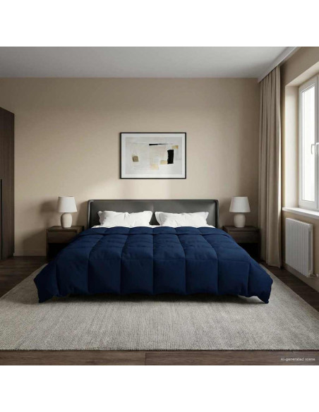 Duvet Estivo Trapuntato Blu Scuro 220 x 260 cm Microfibra