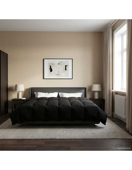 Piumone Completo Annuale Nero 200 x 220 cm Microfibra