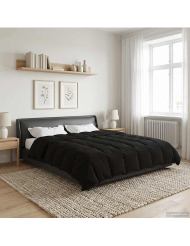 Duvet Invernale Trapuntato Nero 200 x 200 cm Microfibra