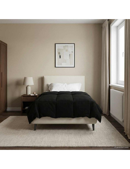 Duvet Invernale Trapuntato Nero 135 x 220 cm Microfibra