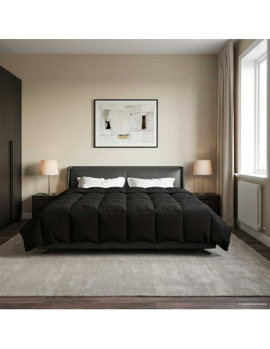 Duvet Invernale Trapuntato Nero 220 x 240 cm Microfibra