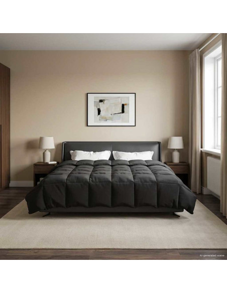 Duvet Invernale Trapuntato Nero 220 x 260 cm Microfibra