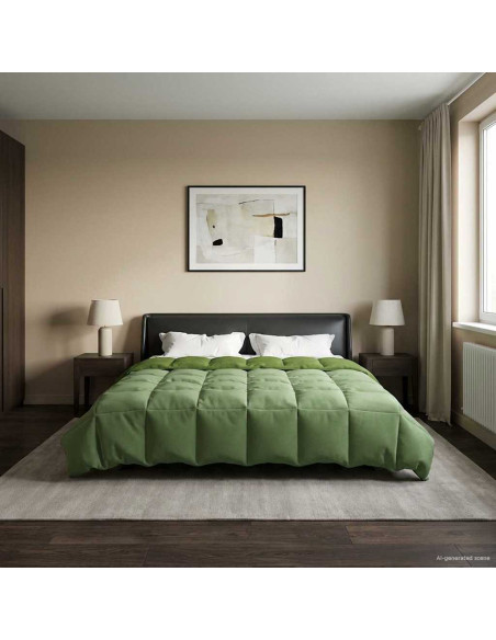 Duvet Invernale Trapuntato Verde 200 x 200 cm Microfibra