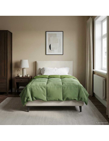 Duvet Invernale Trapuntato Verde 155 x 220 cm Microfibra